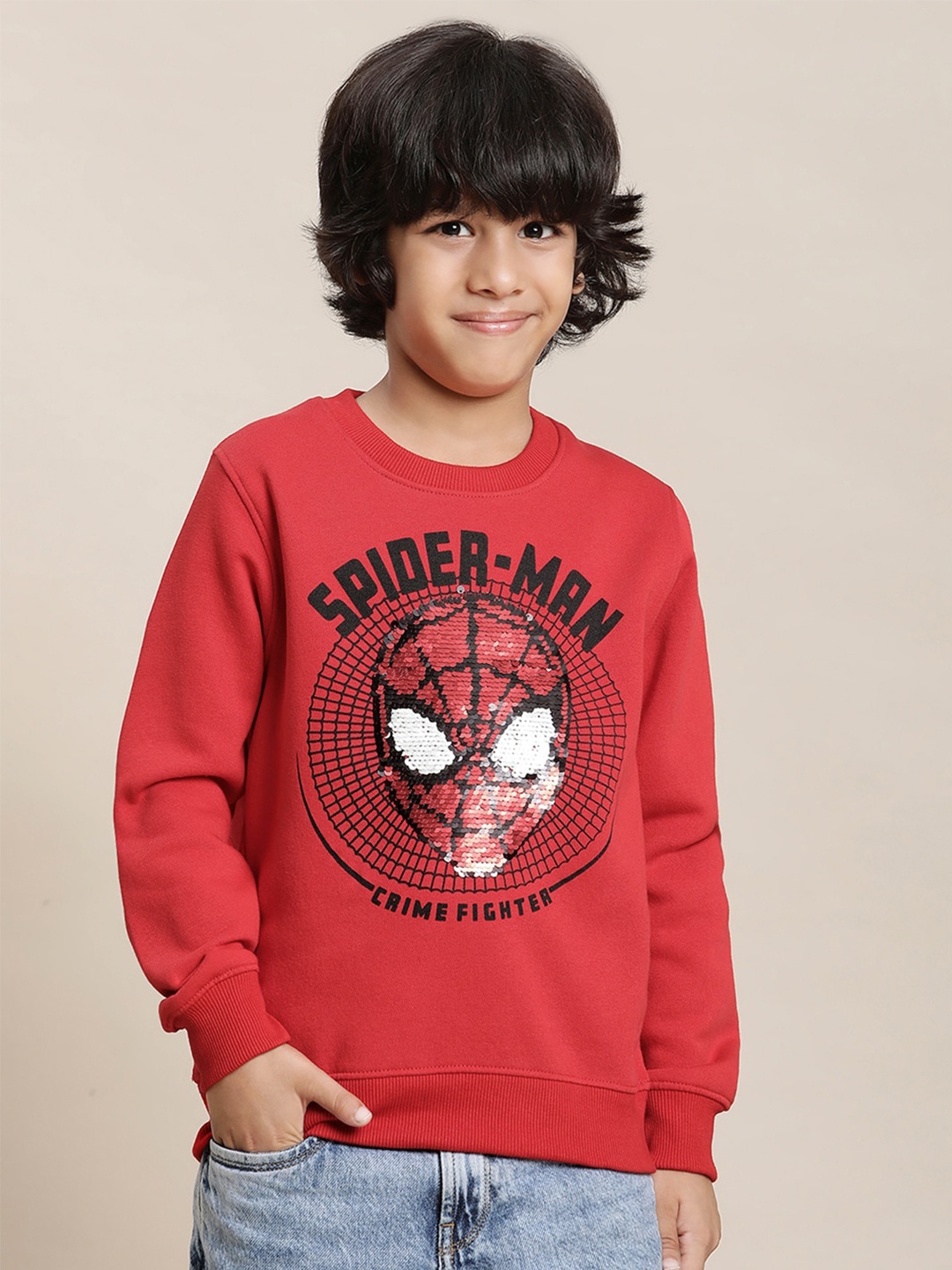 

Kids Ville Boys Spider Man Printed Cotton Sweatshirt, Red