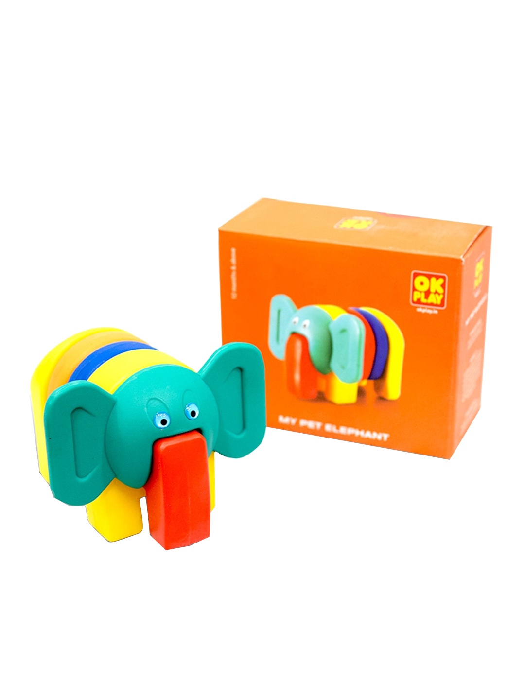 

OK PLAY Kids Easily Assembled & Disassembled Plastic Elephant Shape Toy, Yellow