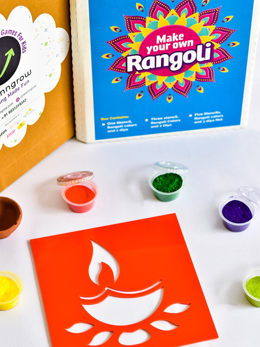 

ilearnngrow Diya Stencil Diwali DIY Rangoli Kit, Blue