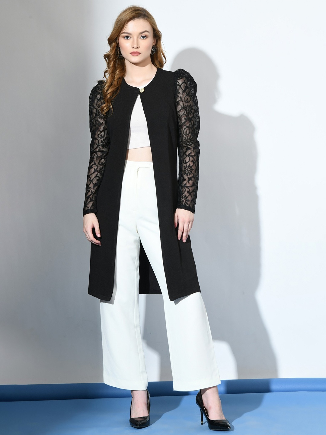 

Moshe Self Design Longline Shrug, Black