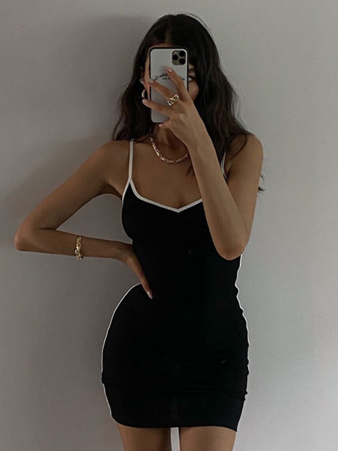 

StyleCast Black Shoulder Strap Bodycon Mini Dress