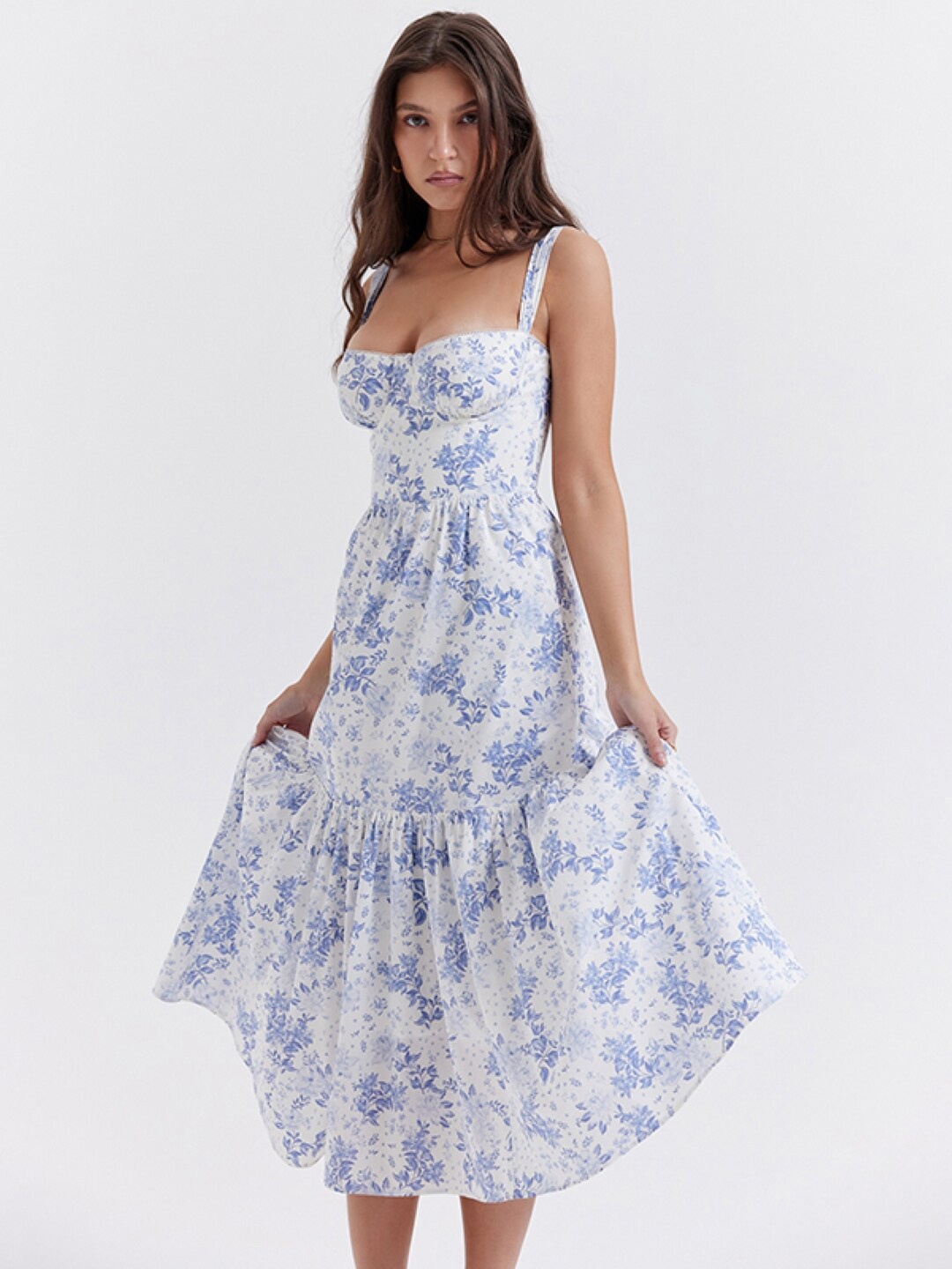 

StyleCast White Floral Print A-Line Midi Dress