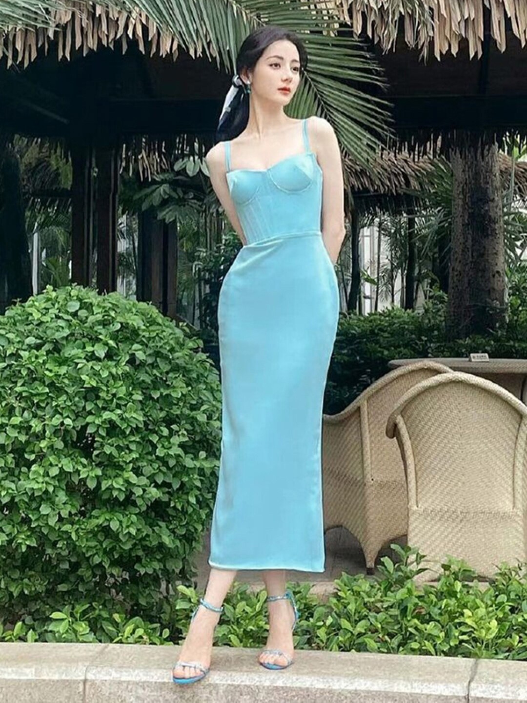 

StyleCast Blue Shoulder Straps Bodycon Maxi Dress