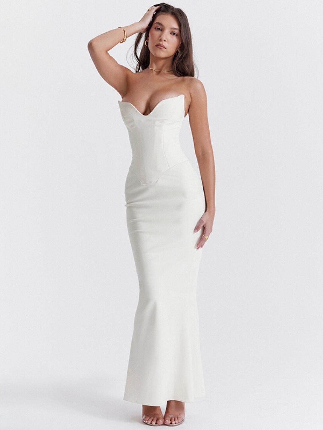 

StyleCast White Strapless Sheath Maxi Dress