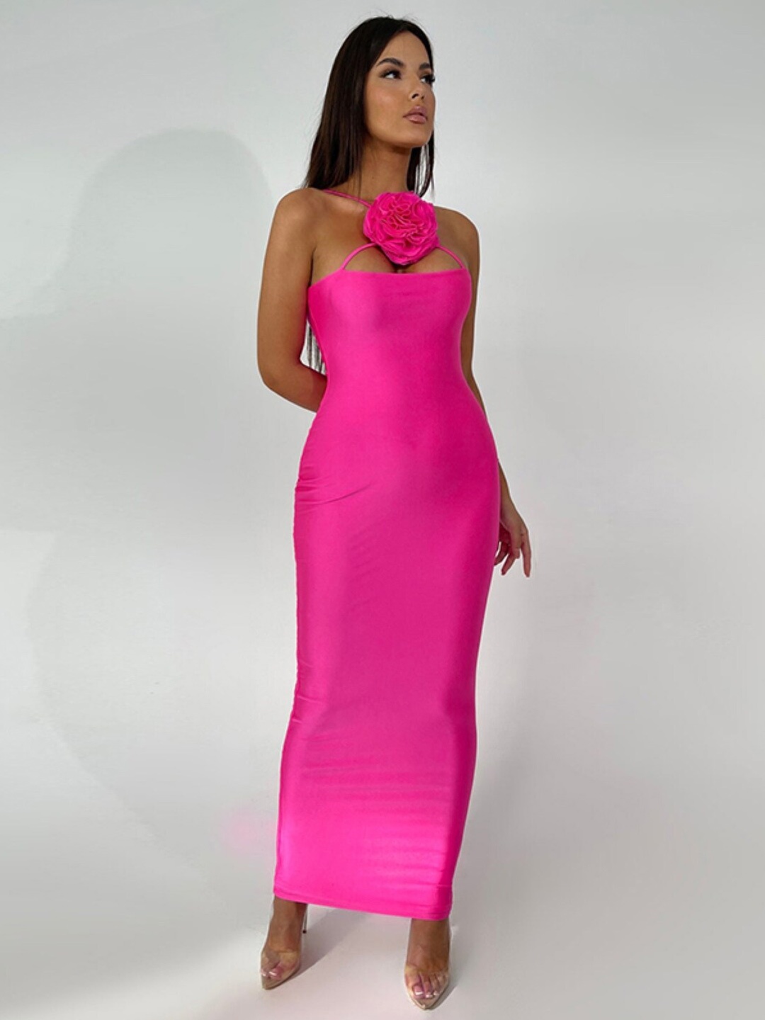 

StyleCast Pink Halter Neck Maxi Bodycon Dress