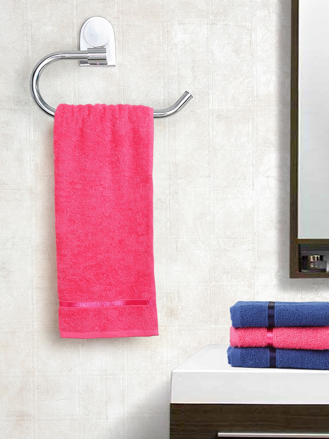 

Story@home Unisex Set of 4 Solid 450 GSM Hand Towels, Pink