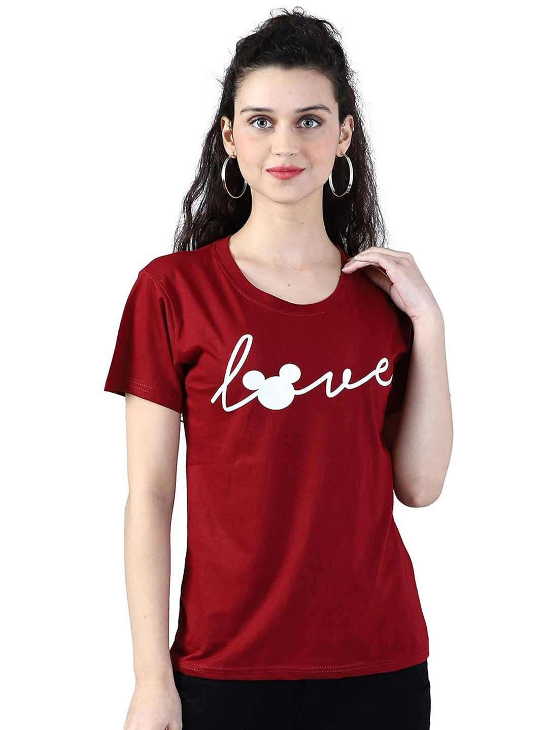 

BROADSTAR Typography Printed Pure Cotton T-shirt, Maroon