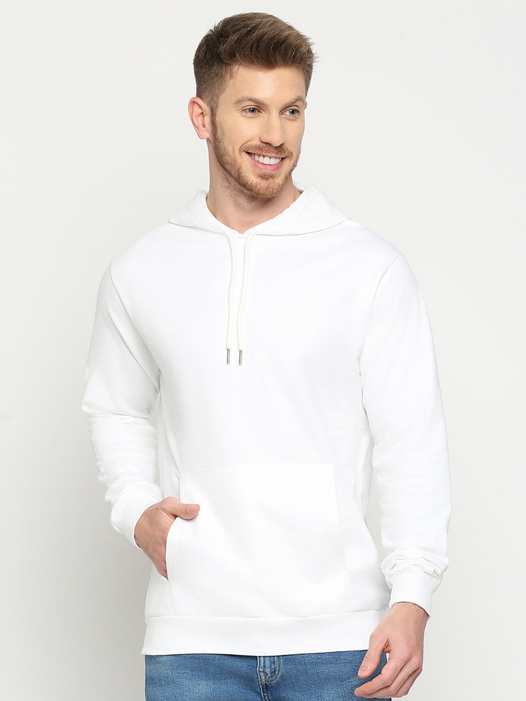 

THE DAILY OUTFITS Hooded Pure Cotton Bio Finish Pullover, White