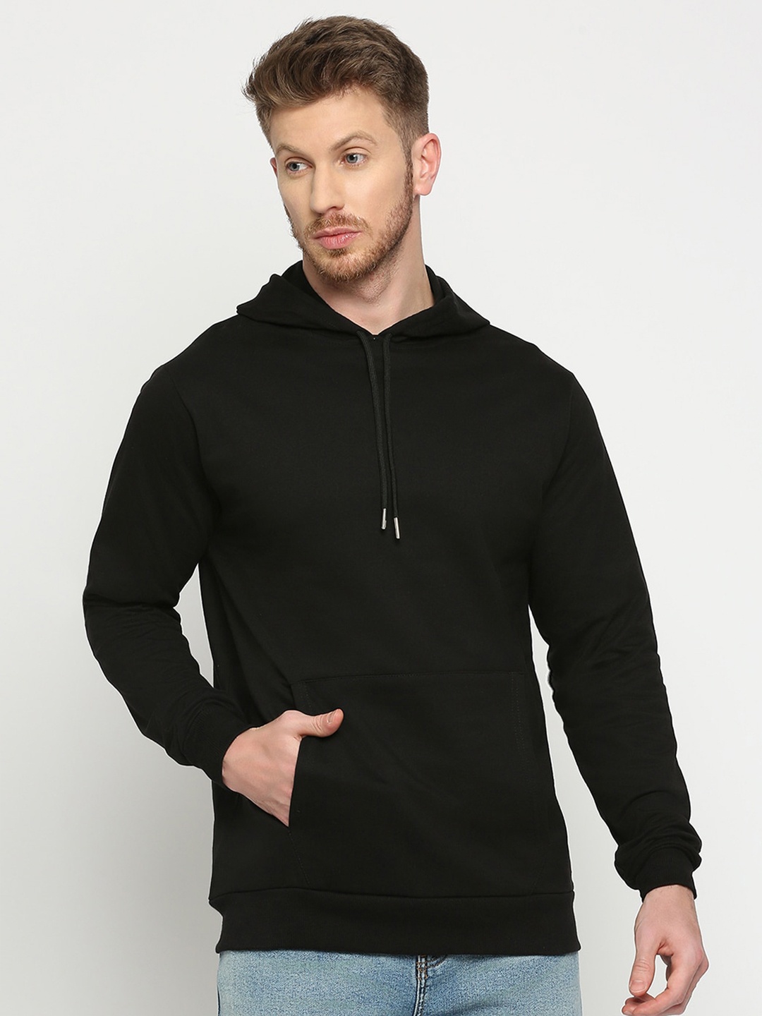 

THE DAILY OUTFITS Hooded Pure Cotton Bio Finish Pullover, Black