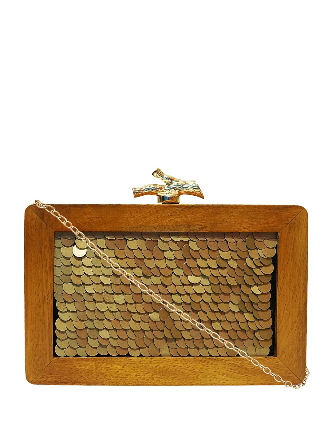 

HORRA Embellished Box Clutch, Gold