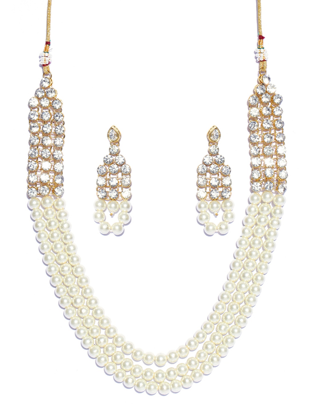 

Shining Diva Gold-Toned & White Jewellery Set
