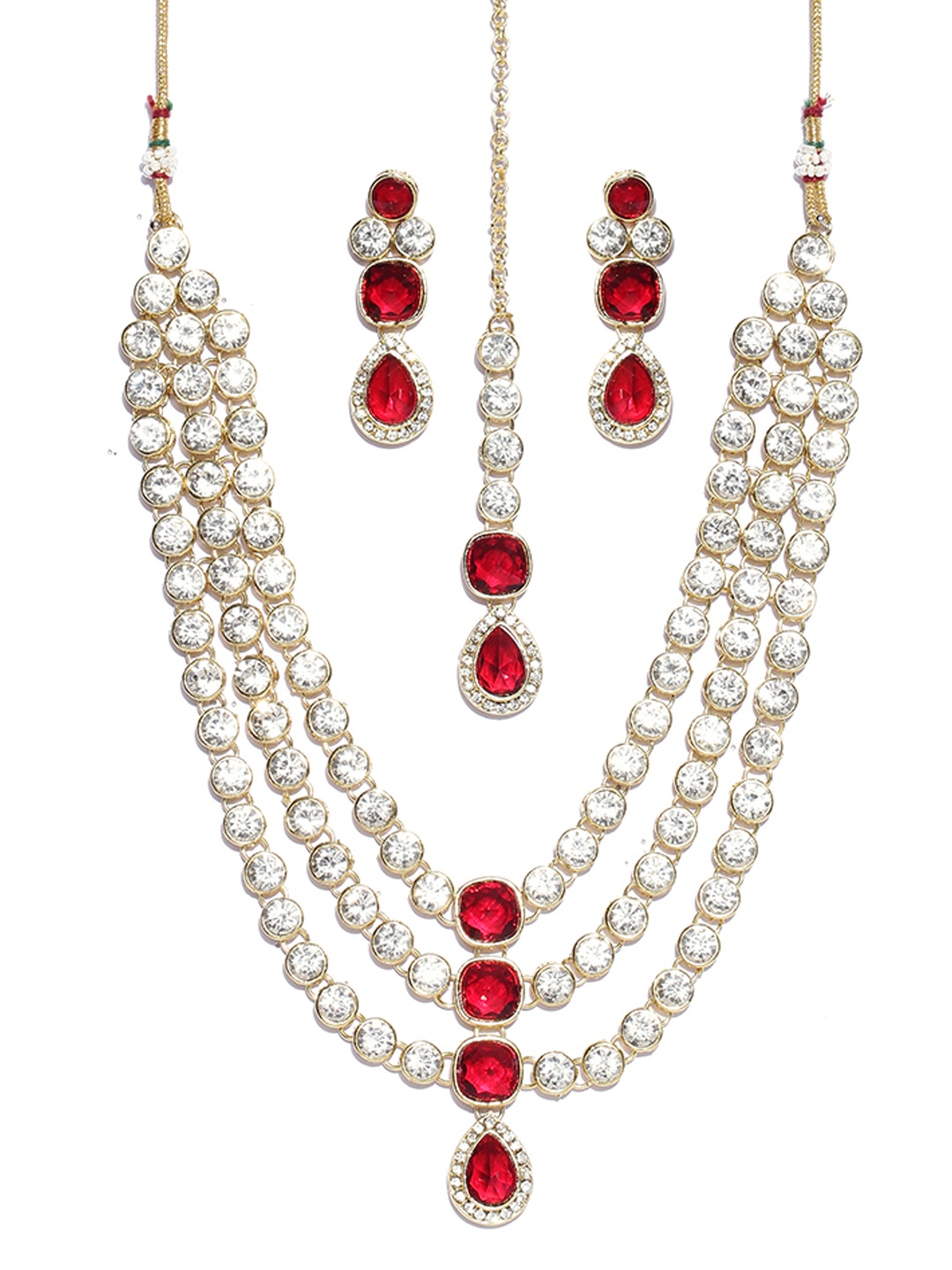 

Shining Diva Gold-Toned & Red Jewellery Set