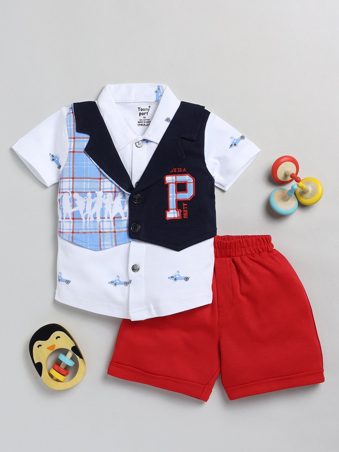 

Toonyport Infant Boys Printed Shirt with Shorts, Blue