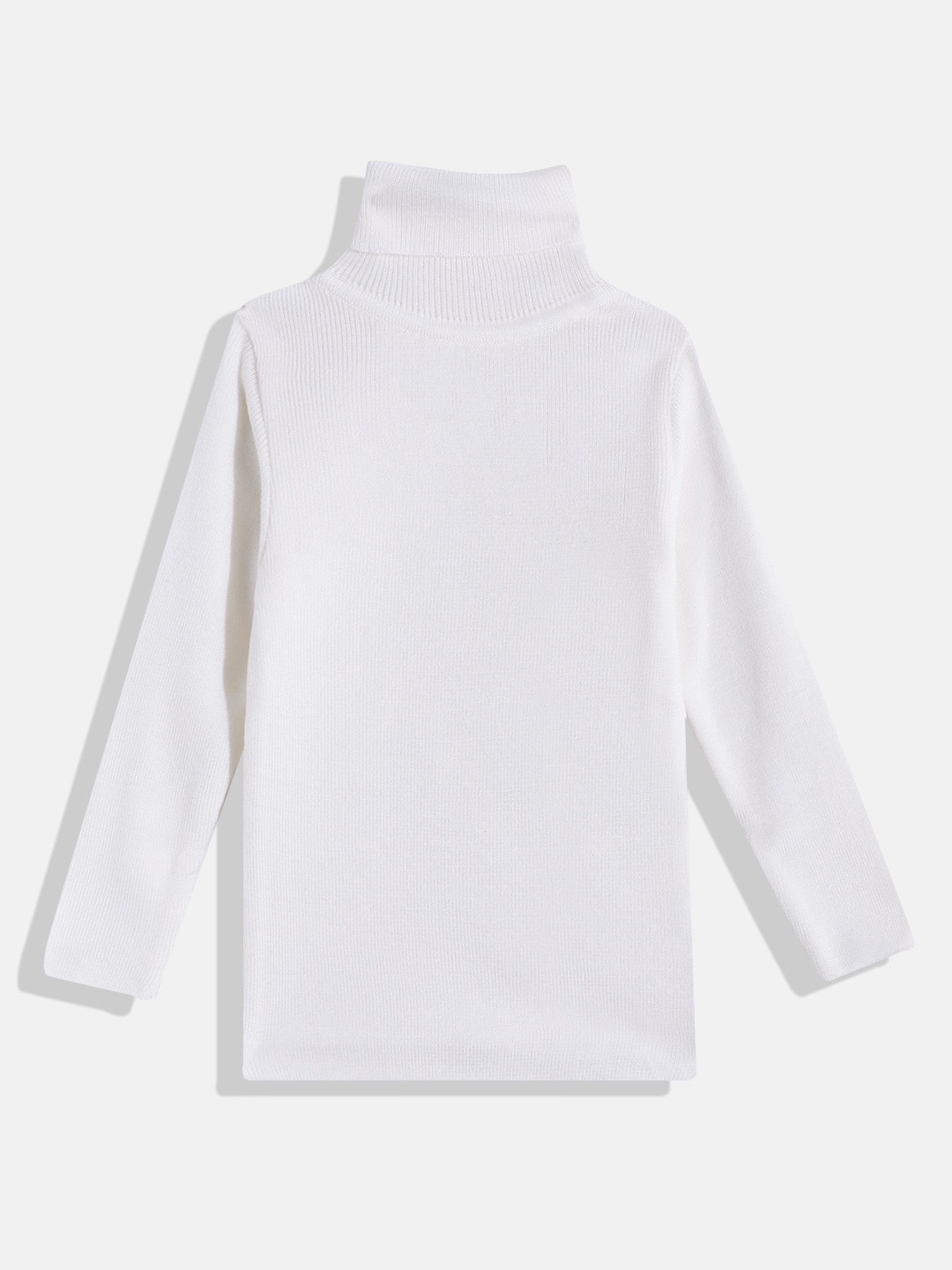 

RVK Kids Turtle Neck Ribbed Acrylic Pullover, White