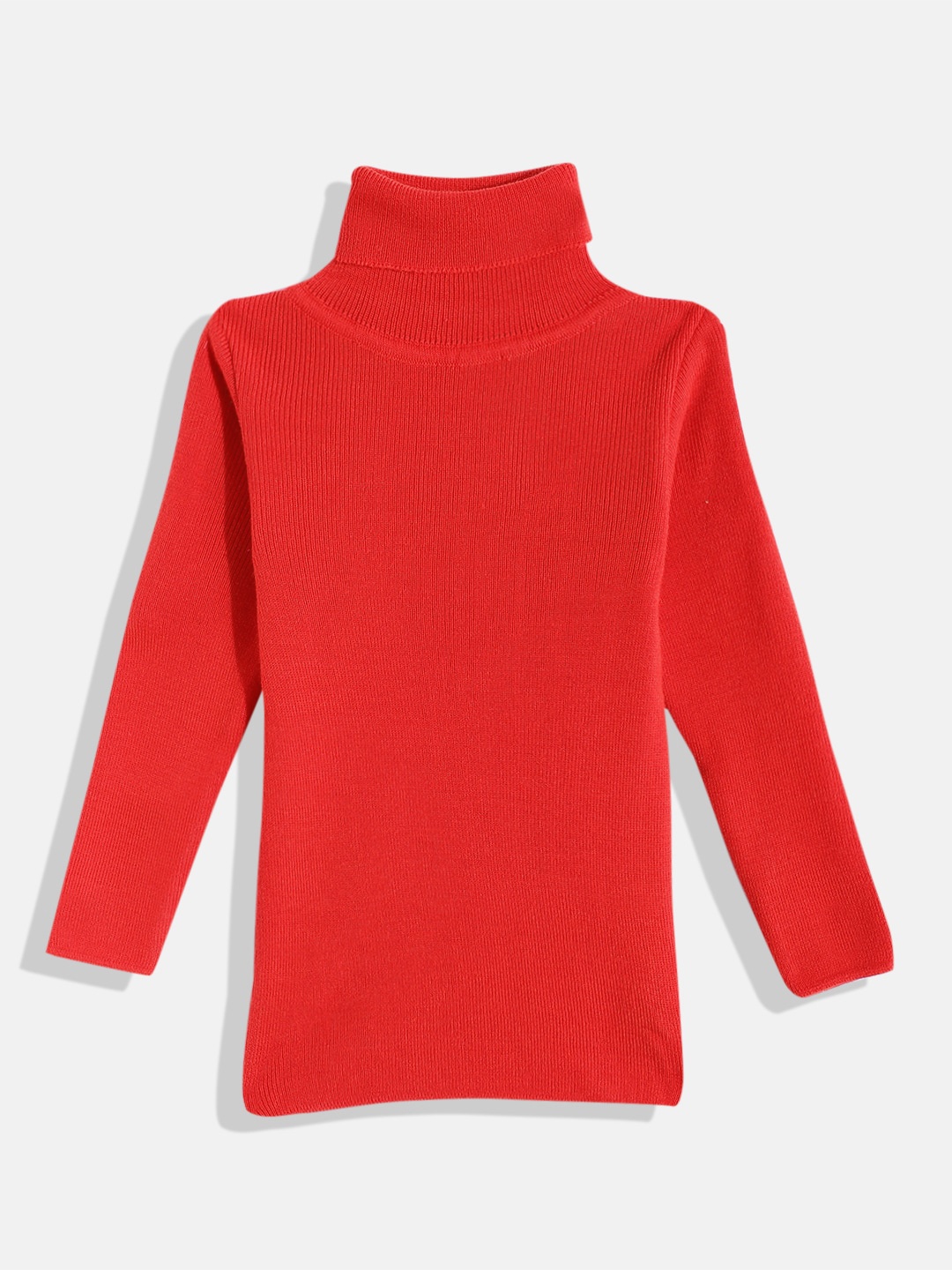 

RVK Kids Ribbed Turtle Neck Long Sleeves Acrylic Pullover, Red