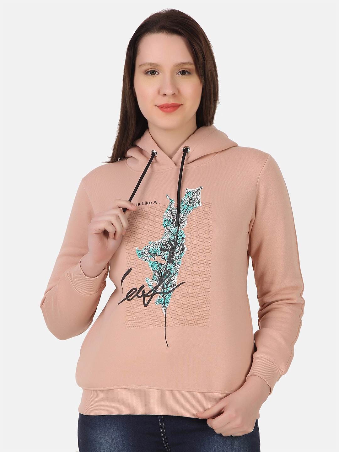 

FLOSBERRY Printed Hooded Cotton Sweatshirt, Pink