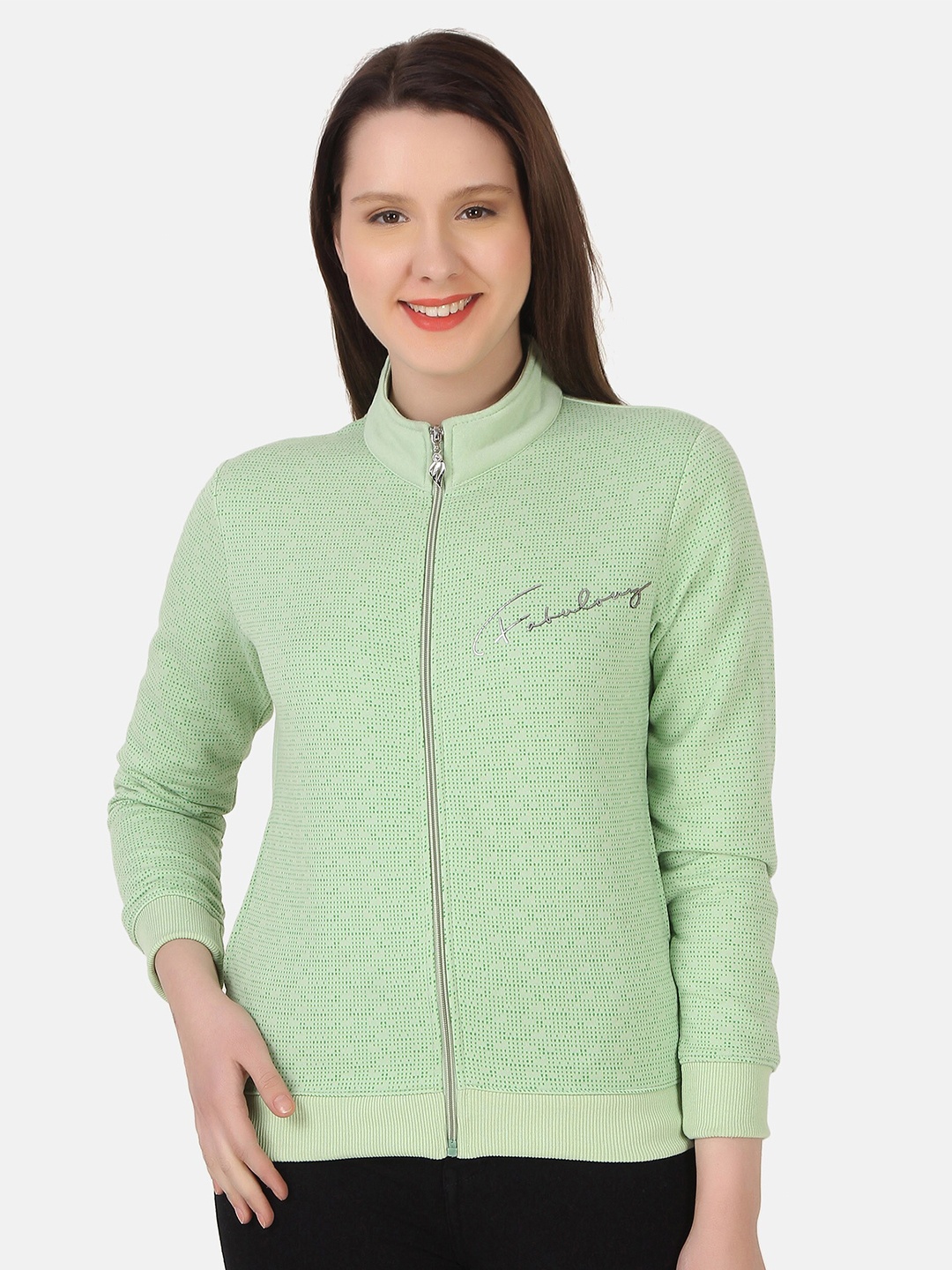 

FLOSBERRY Graphic Printed Cotton Sweatshirt, Sea green