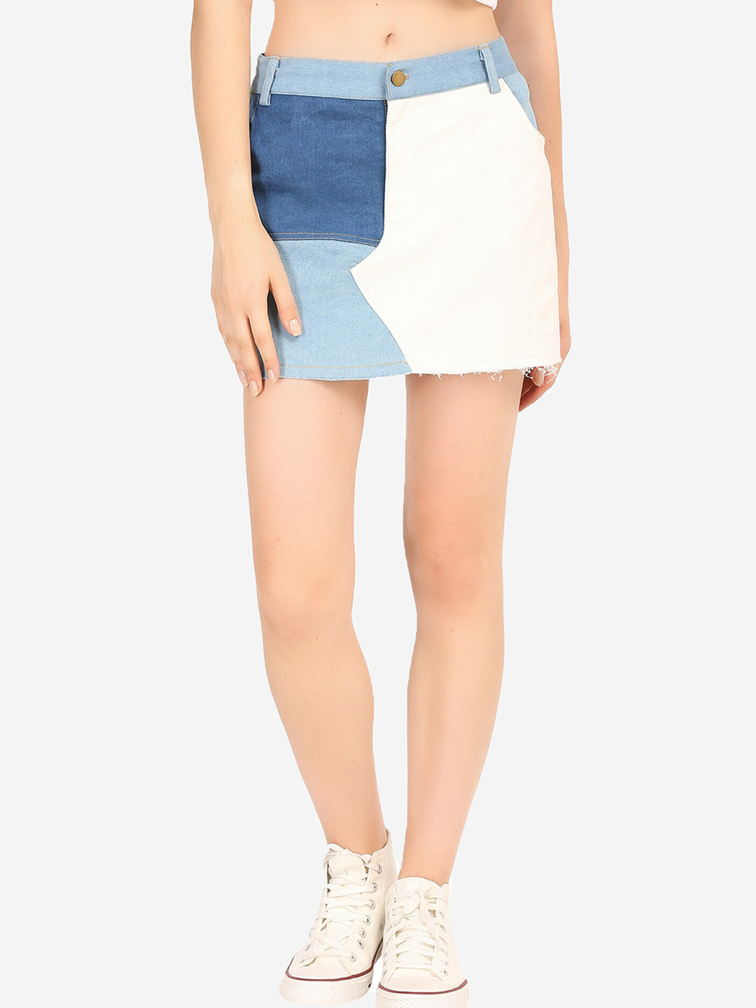 

SUMAVI-FASHION Straight Mini Skirt, Blue
