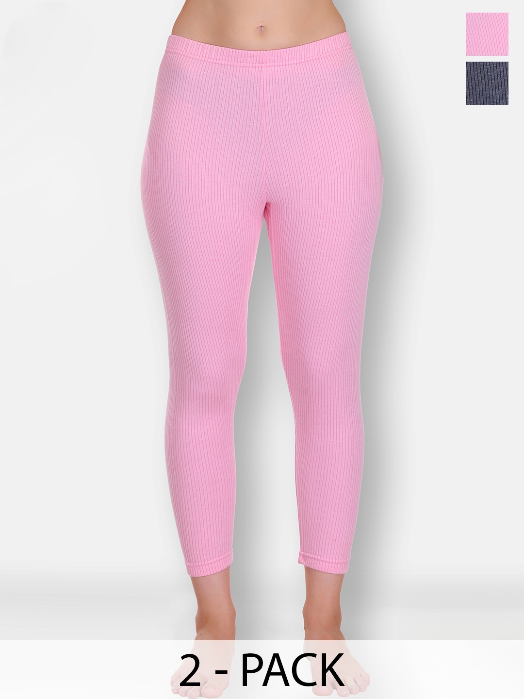 

SELFCARE Women Pack Of 2 Breathable Thermal Bottoms, Pink