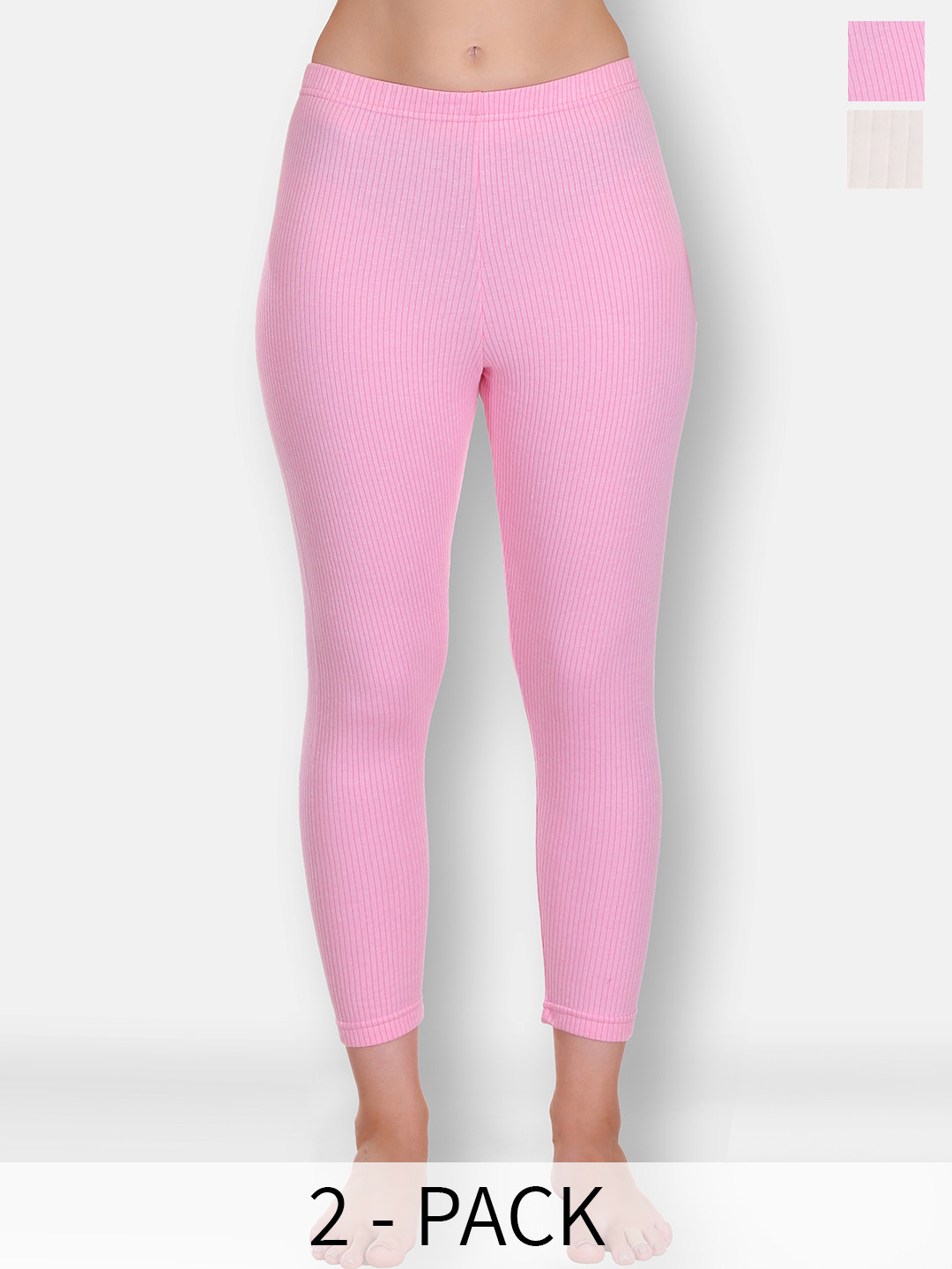 

SELFCARE Women Pack Of 2 Breathable Thermal Bottoms, White