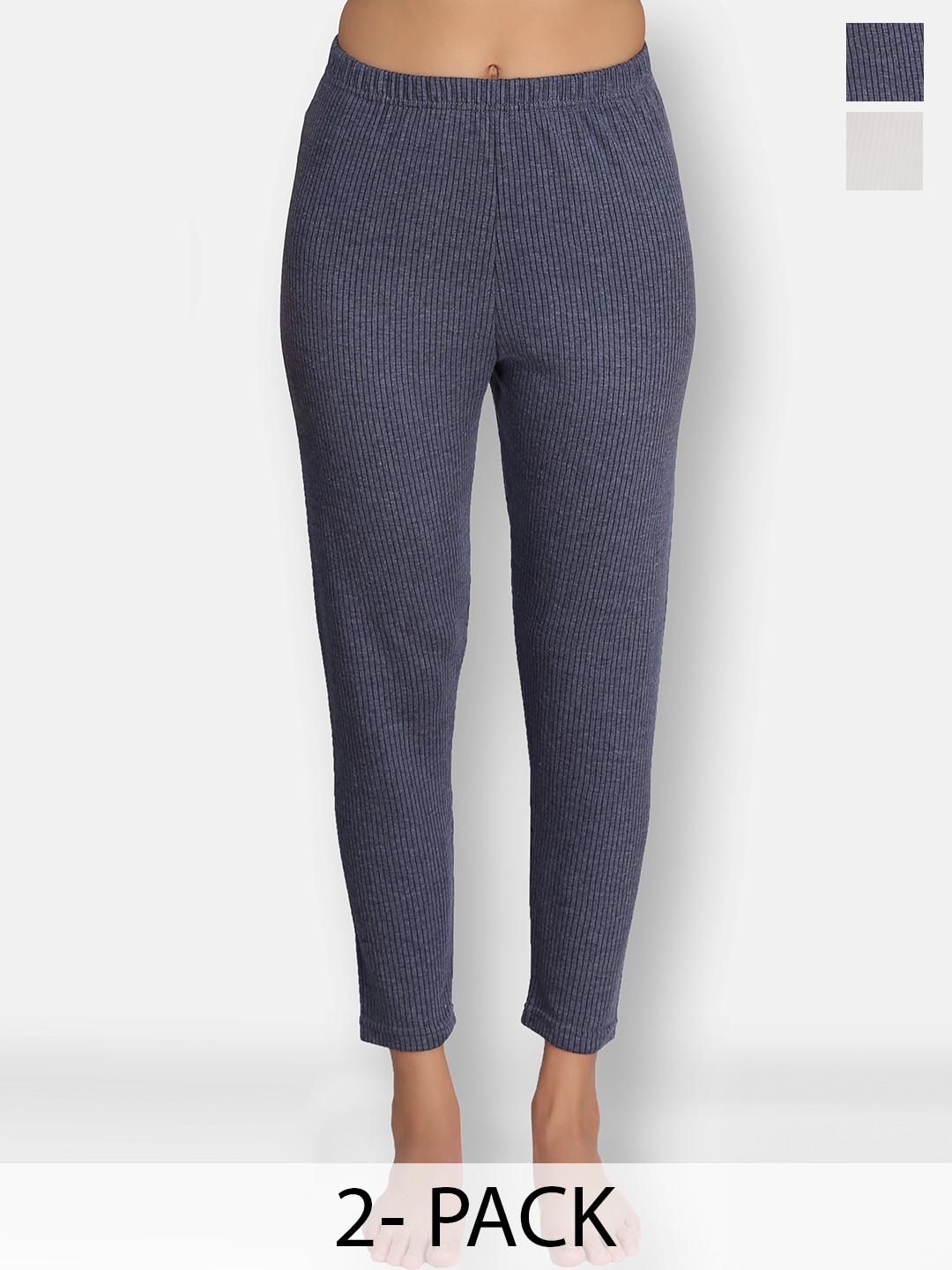 

SELFCARE Women Pack Of 2 Breathable Thermal Bottoms, White