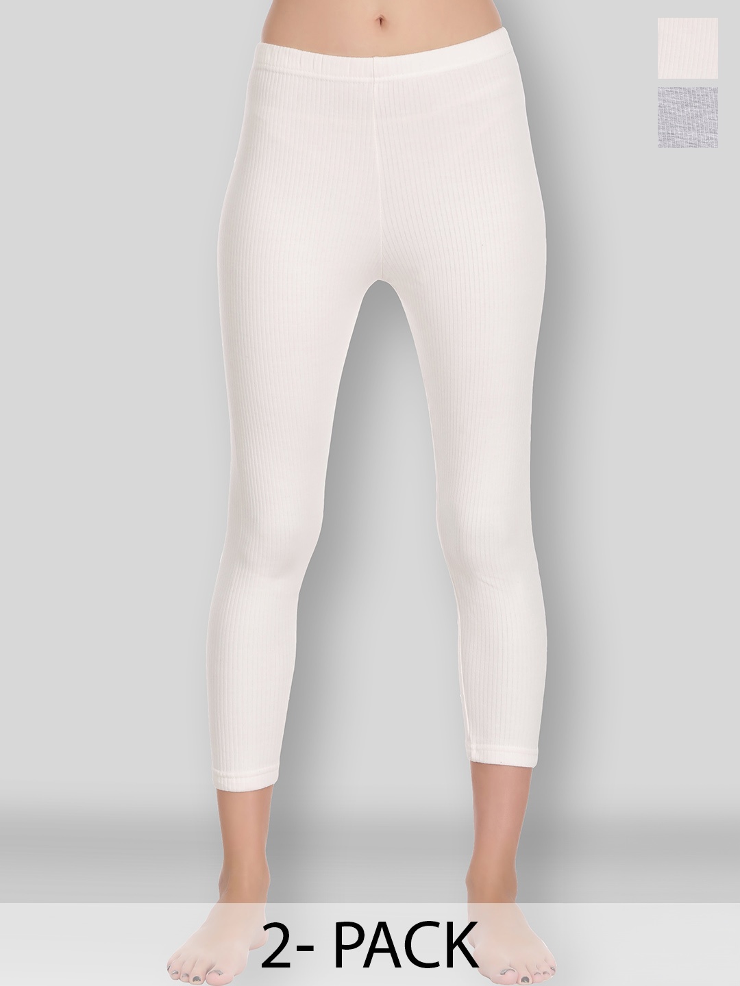 

SELFCARE Women Pack Of 2 Breathable Thermal Bottoms, White