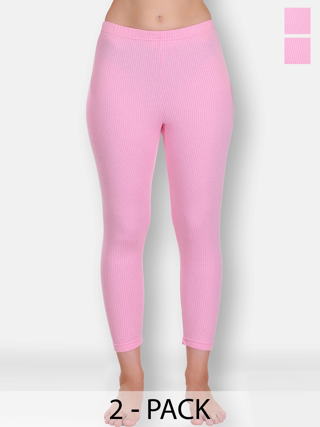 

SELFCARE Women Pack Of 2 Breathable Thermal Bottoms, Pink