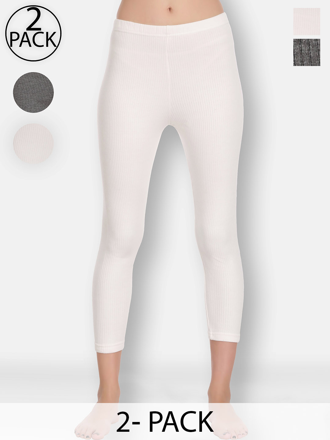 

SELFCARE Women Pack Of 2 Breathable Thermal Bottoms, White