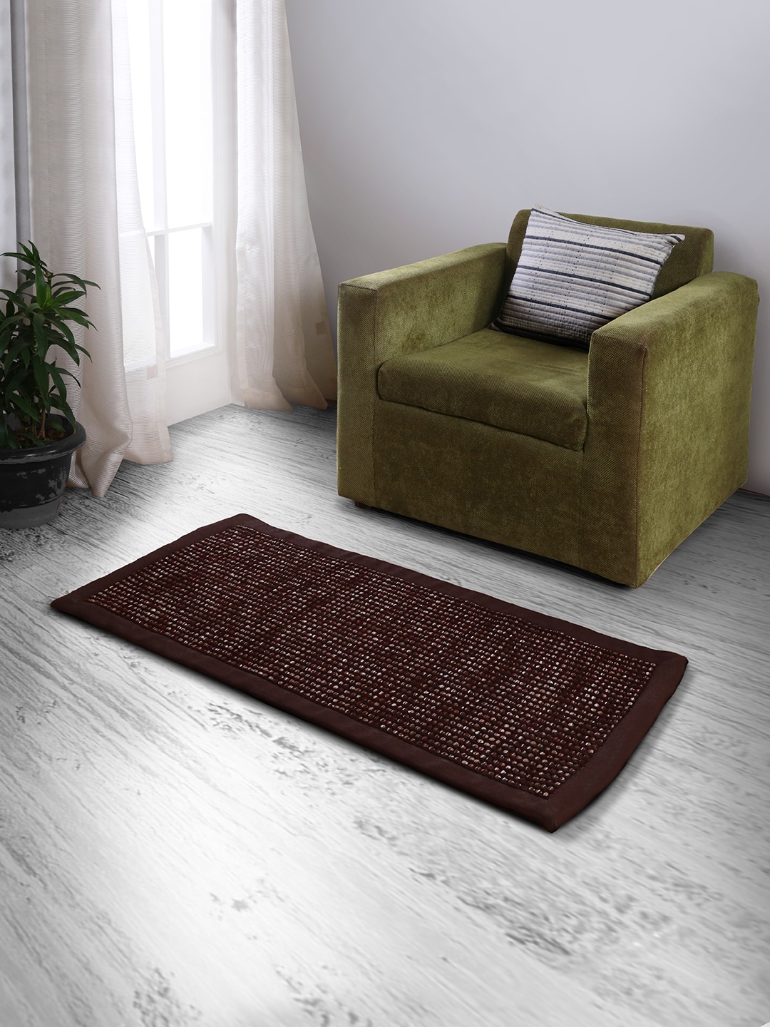 

MASPAR Brown Colorart Chenille Fringe Rectangle-Shaped Bath Rug