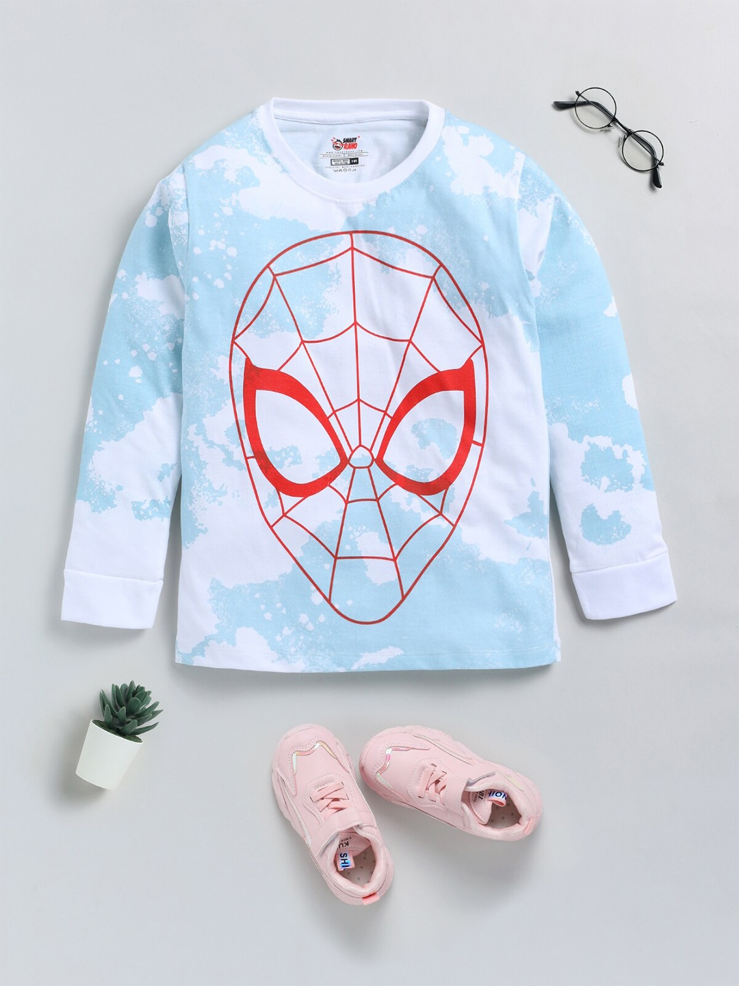 

SmartRAHO Boys Spider-Man Printed Pure Cotton T-shirt, White