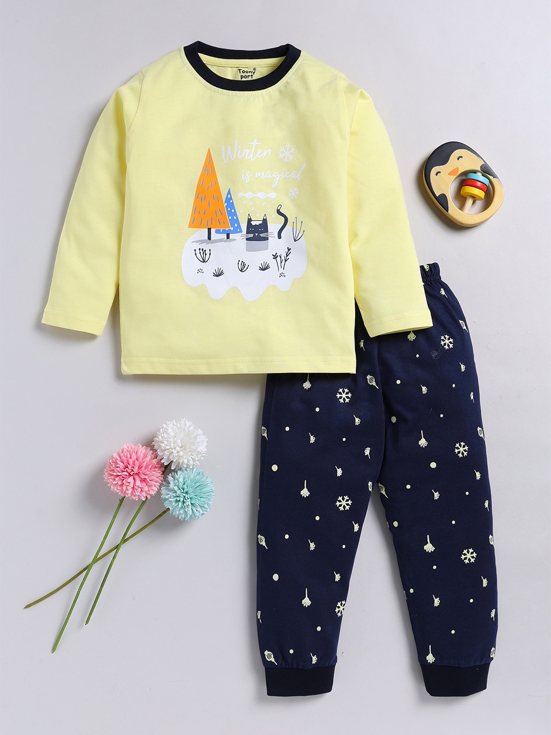 

Toonyport Girls Printed Pure Cotton Clothing Set, Yellow