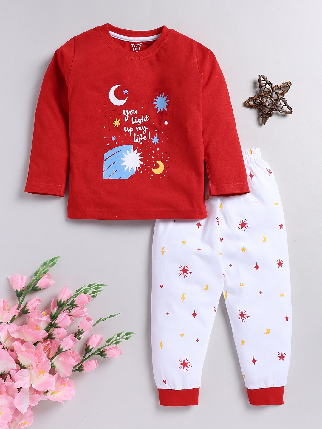 

Toonyport Girls Printed Pure Cotton Clothing Set, Red