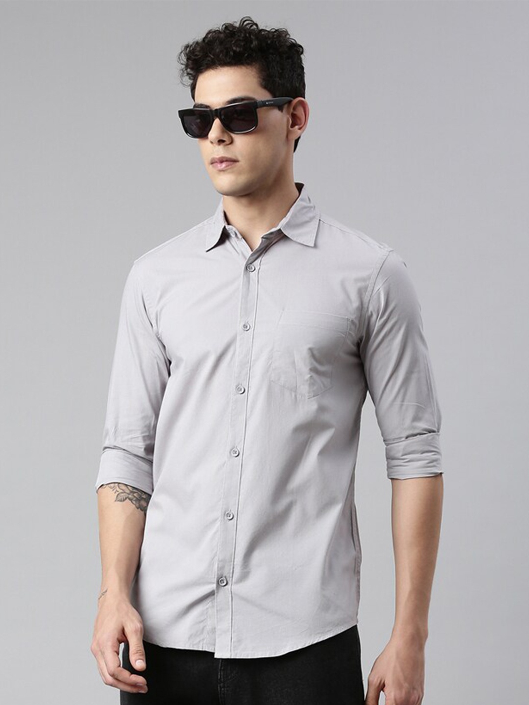 

THE SOUL PATROL Slim Fit Cotton Casual Shirt, Grey