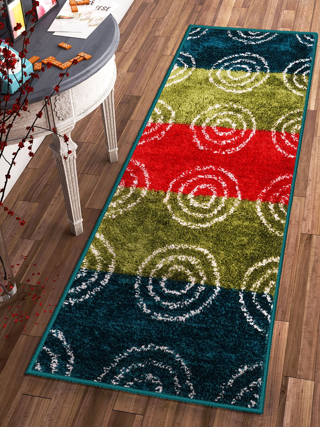 

Story@home Green & Red Striped Carpet