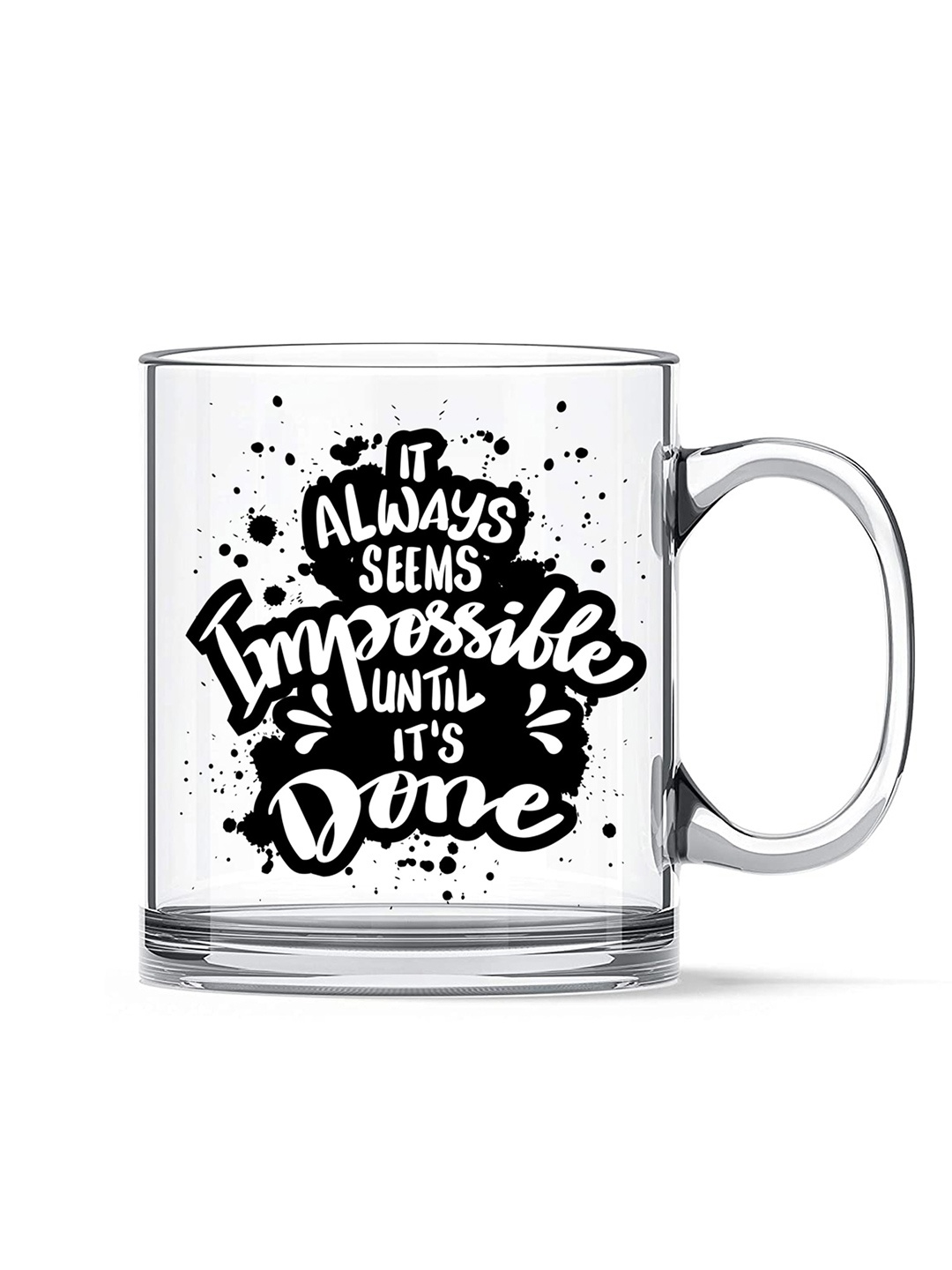 

Ascension Transparent & Black Glass Printed Coffee Mug 350 ML
