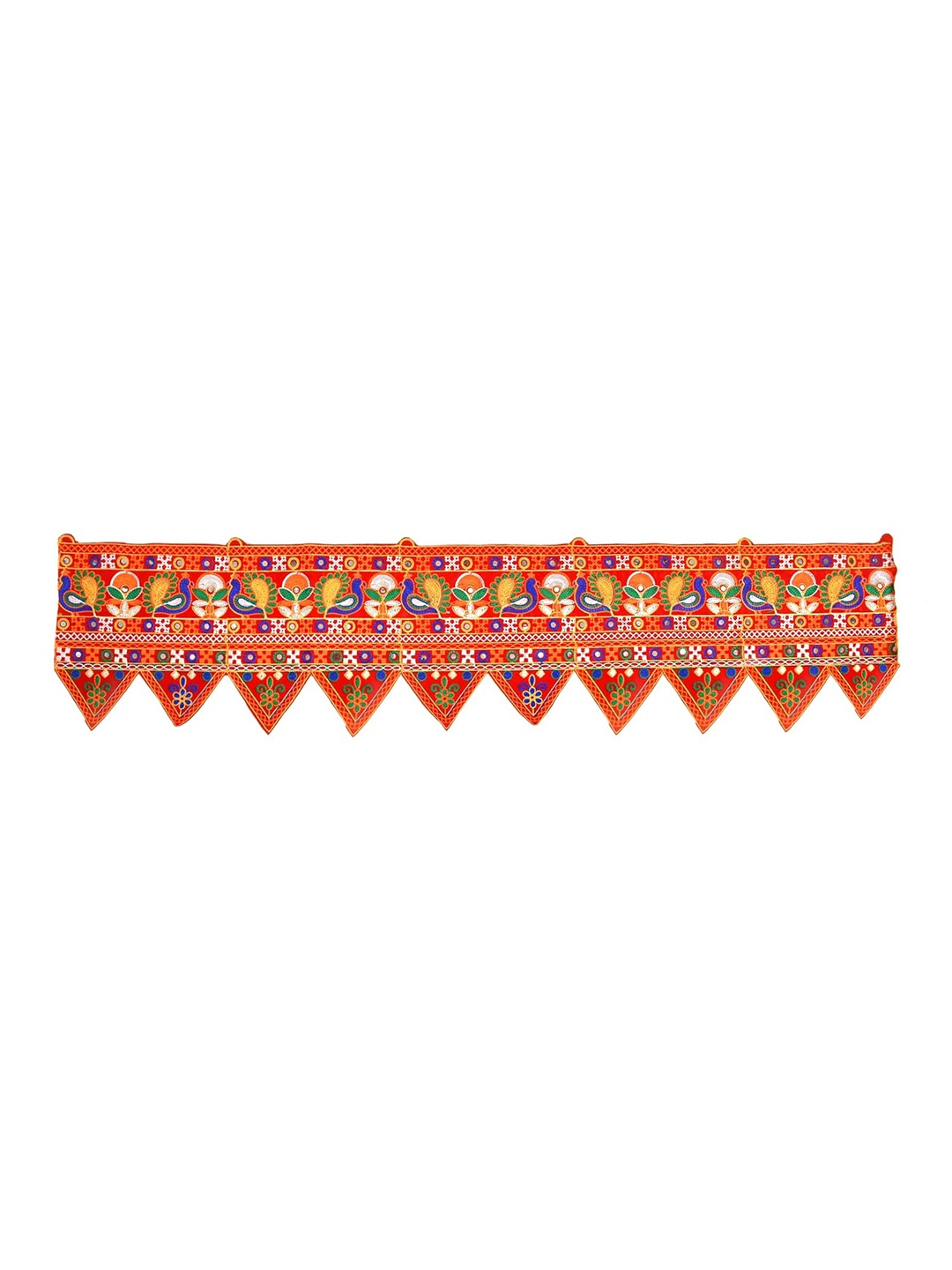Ascension Orange-Coloured & Blue Embroidered Bandarwal Toran
