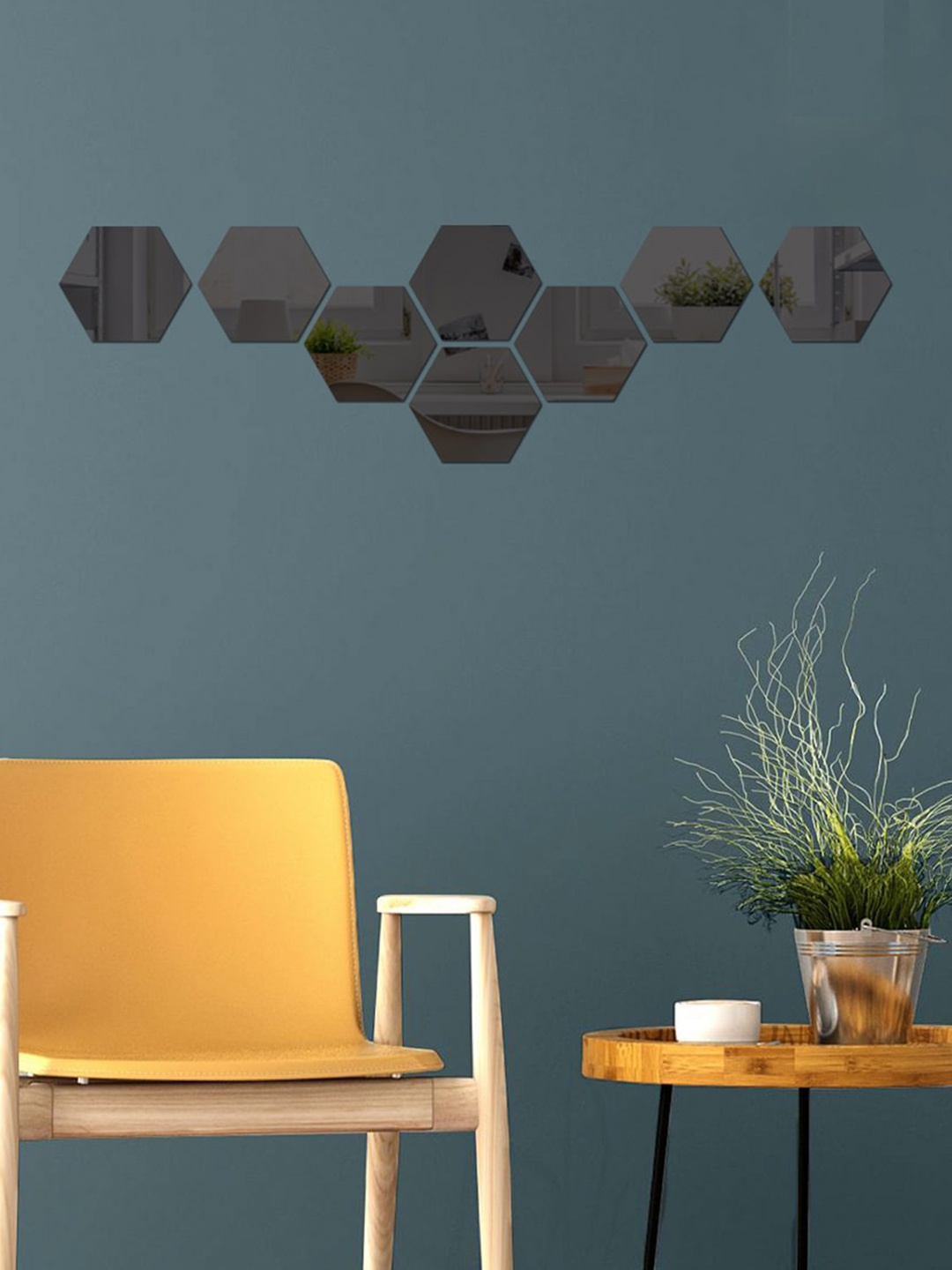 

WallDaddy Black 8 Pieces Acrylic Hexagon Mirror Wall Stickers