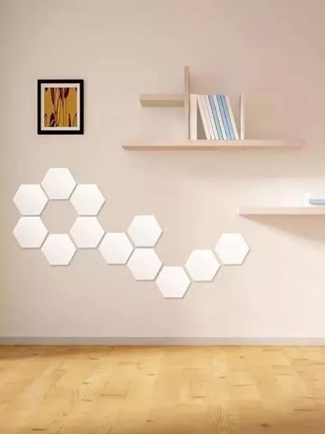 

WallDaddy Silver Toned 12 Pieces Acrylic Hexagon Mirror Wall Stickers