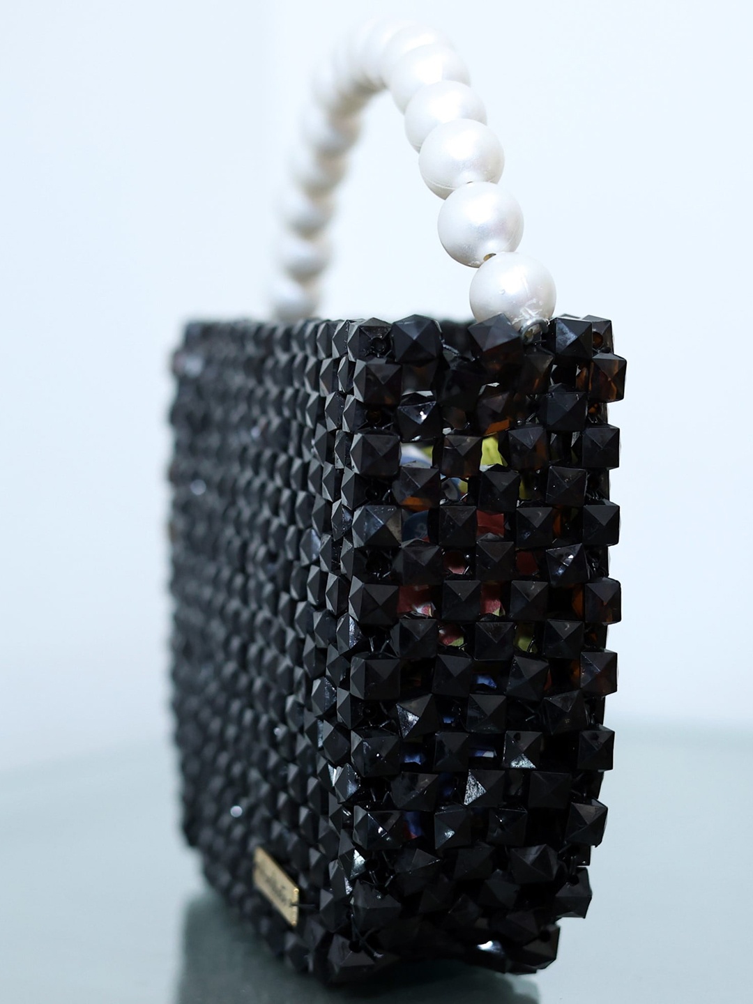 

Pearlfiesta Embellished Miniature Handheld Bag, Black