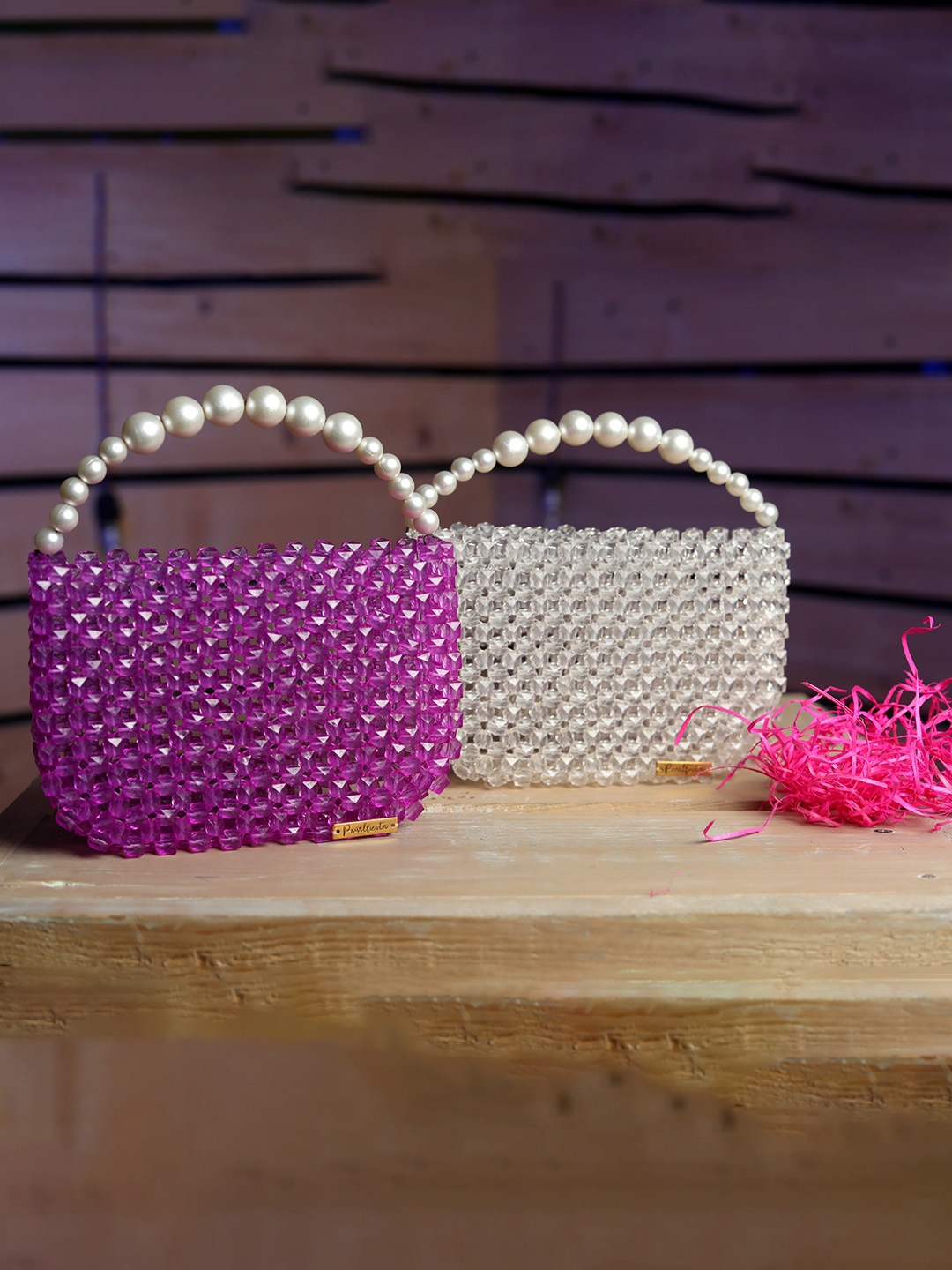 

Pearlfiesta Embellished Miniature Handheld Bag, Transparent