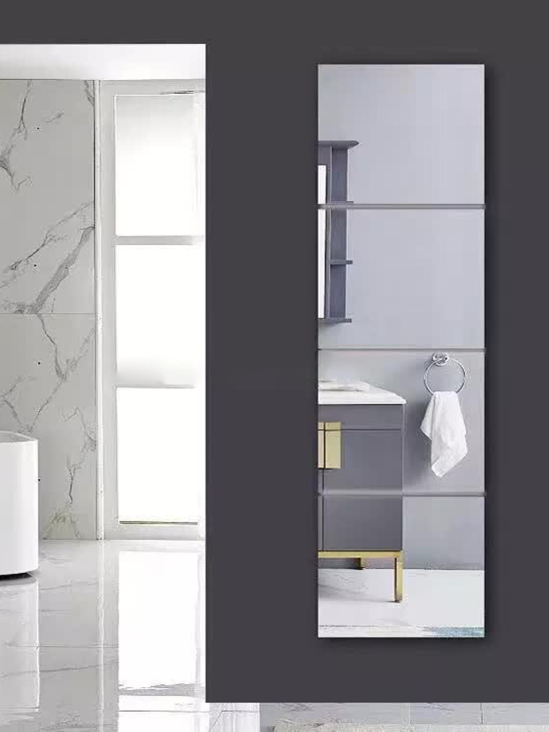 

WallDaddy Silver Toned 4 Pieces Square Mirror Wall Stickers