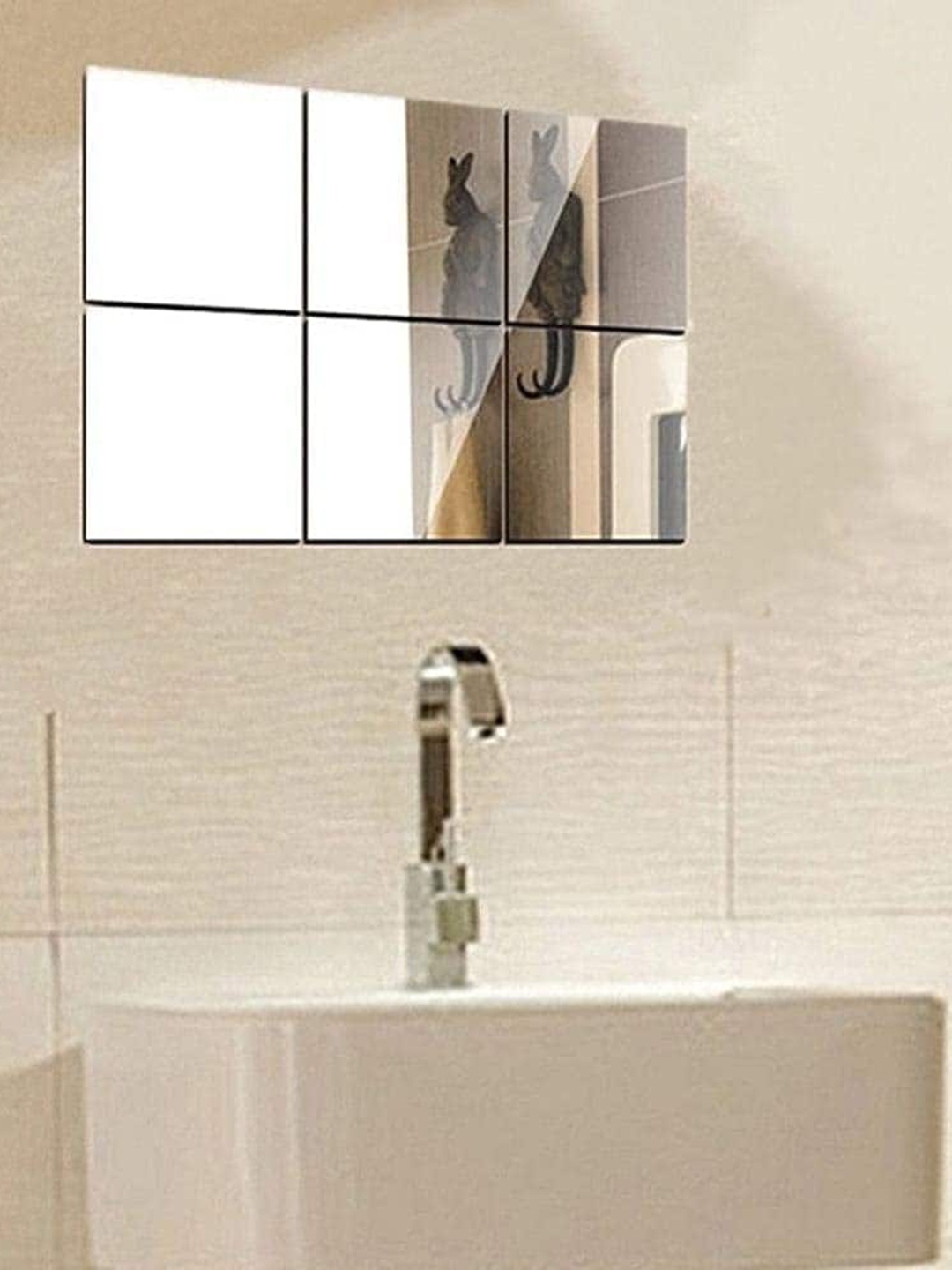 

WallDaddy 6 Pieces Mirror Stickers For Wall, Silver