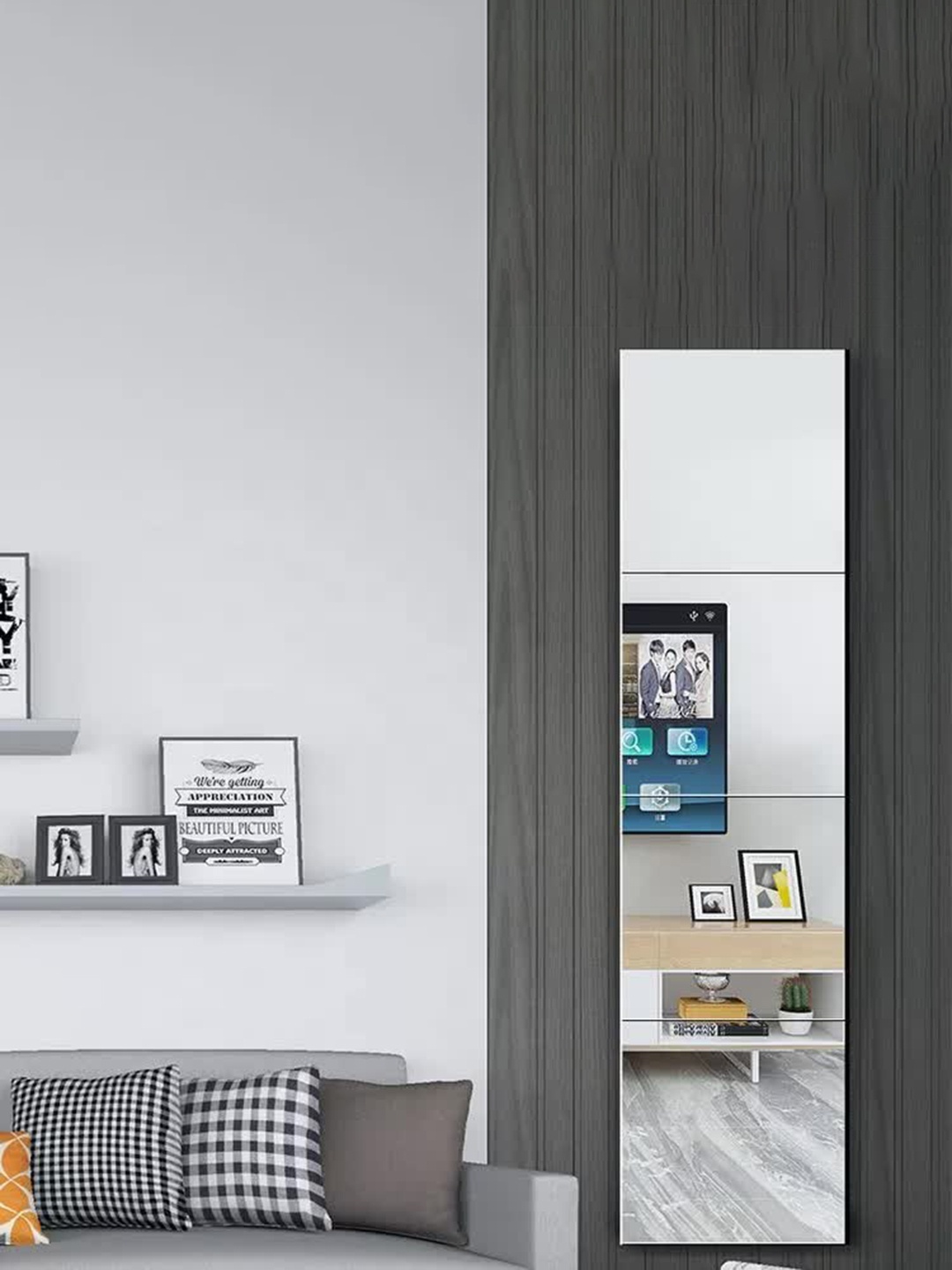 

WallDaddy 4 Pcs Silver-Toned Square Mirror Wall Stickers