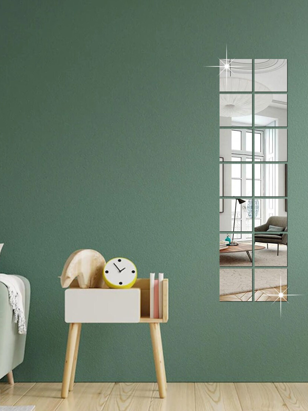 

WallDaddy White 14 Pieces Square Mirror Stickers
