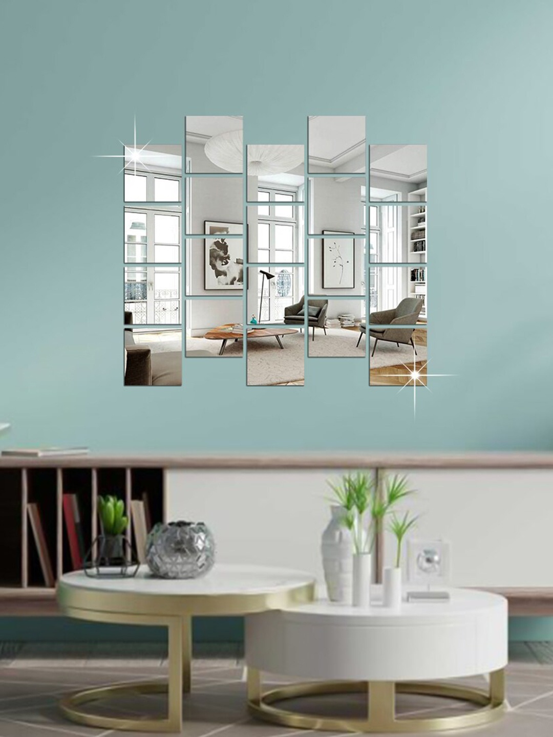 

WallDaddy Silver Toned 20 Pieces Square Mirror Wall Stickers