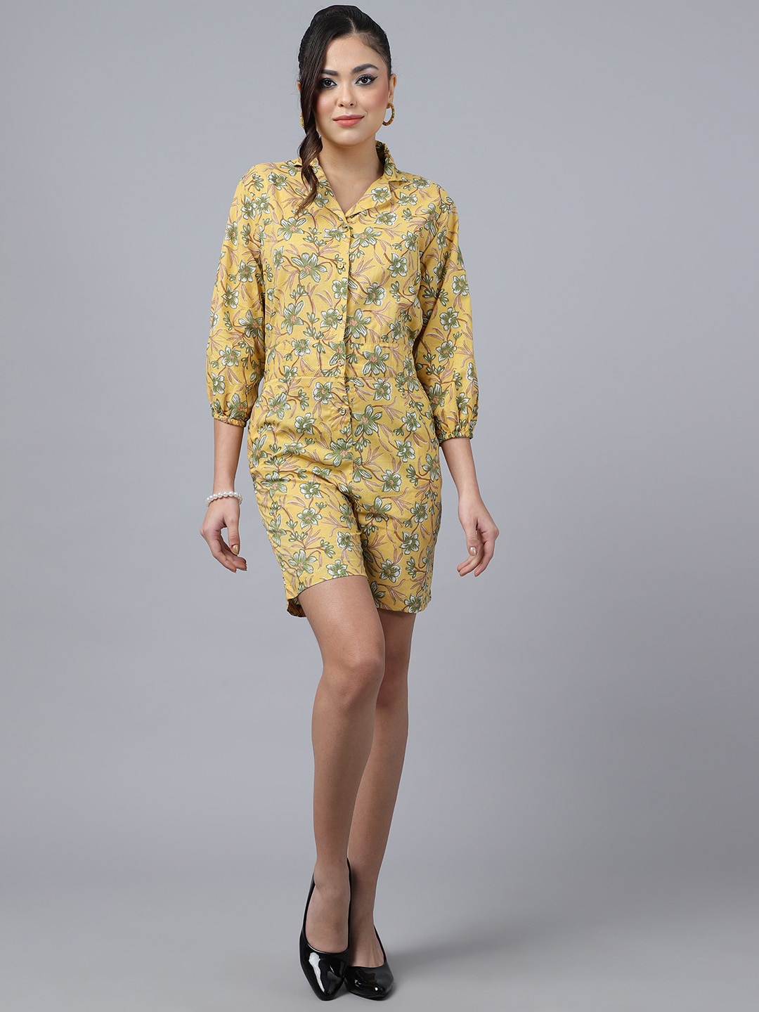 

KALINI Floral Printed Playsuit, Yellow