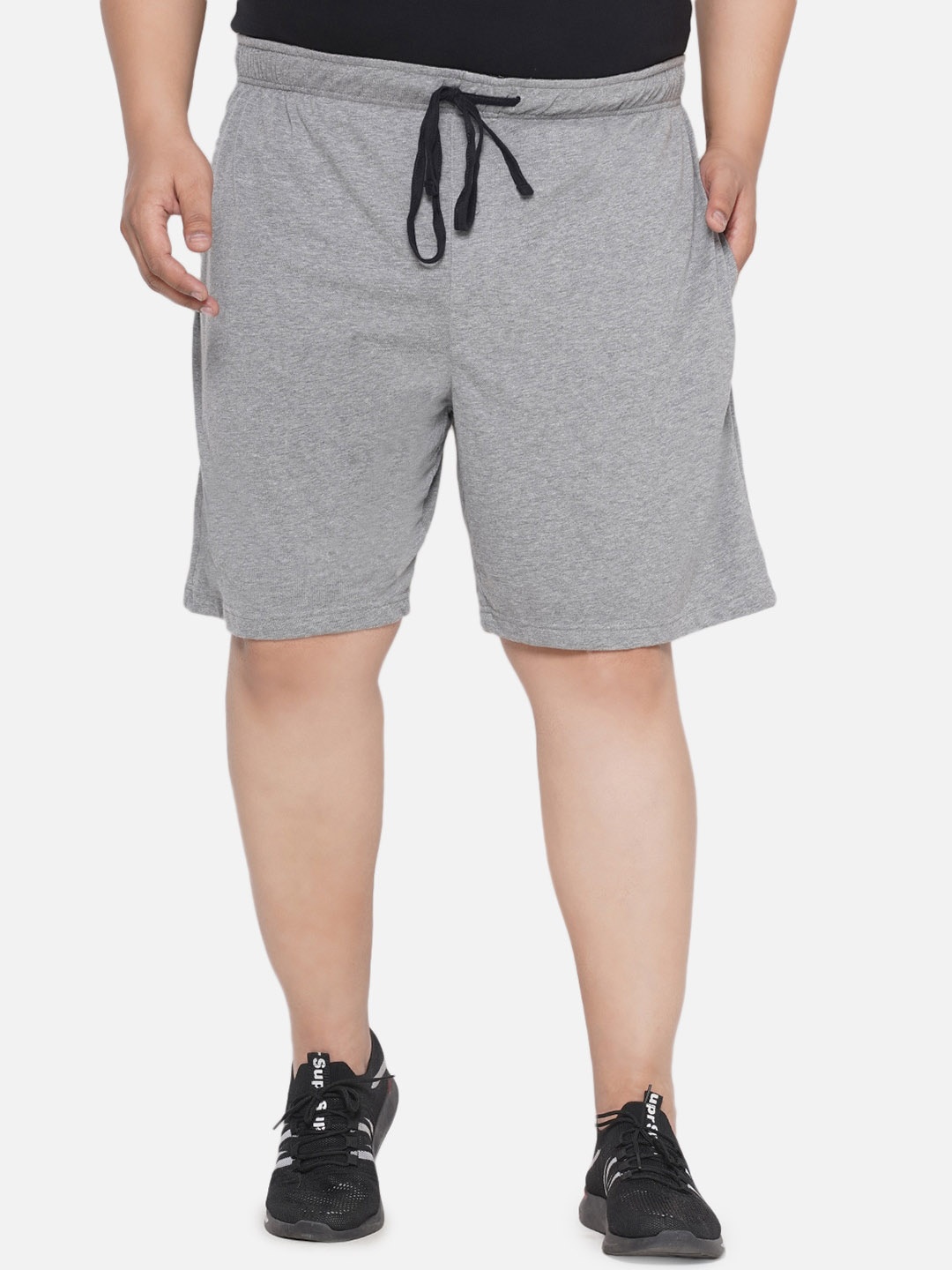 

Santonio Men Mid-Rise Cotton Shorts, Grey