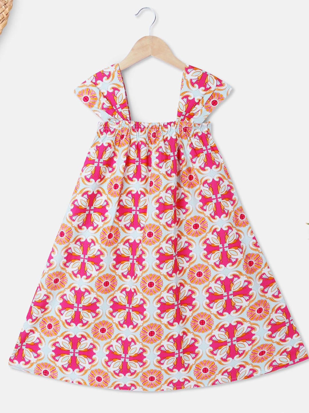 

THEONI Girls Floral Printed Square Neck Cotton Maxi Dress, White