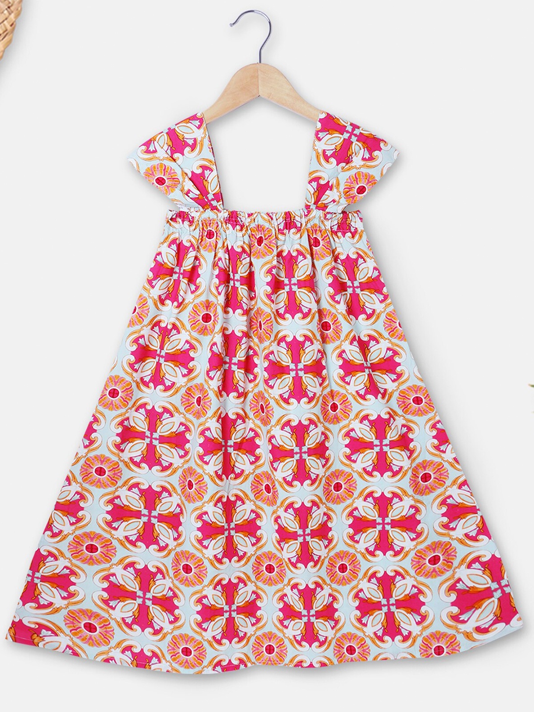 

THEONI Girls Floral Printed Organic Cotton A-Line Maxi Dress, Pink