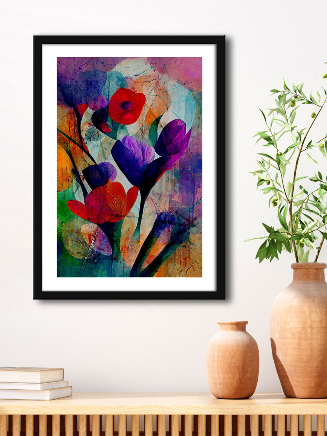 

999Store Purple & Black Painting Framed Wall Art